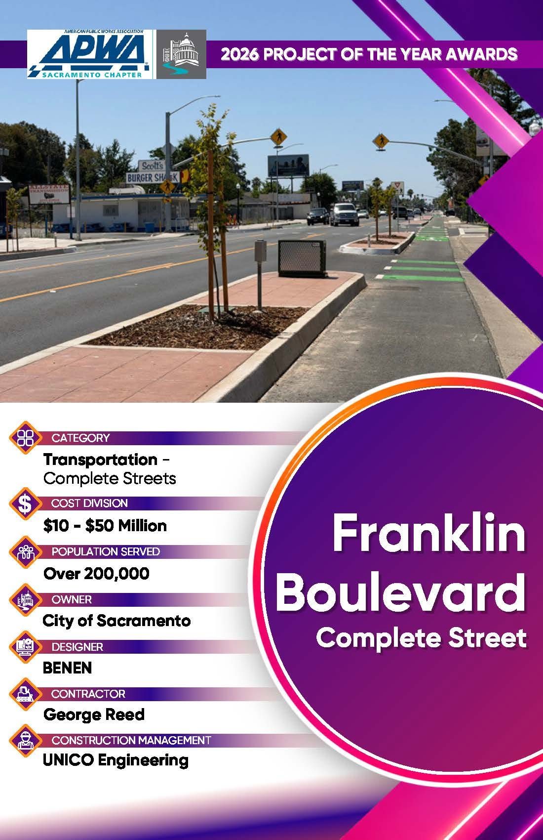 Franklin Boulevard Complete Street – 2026 APWA Project of the Year poster