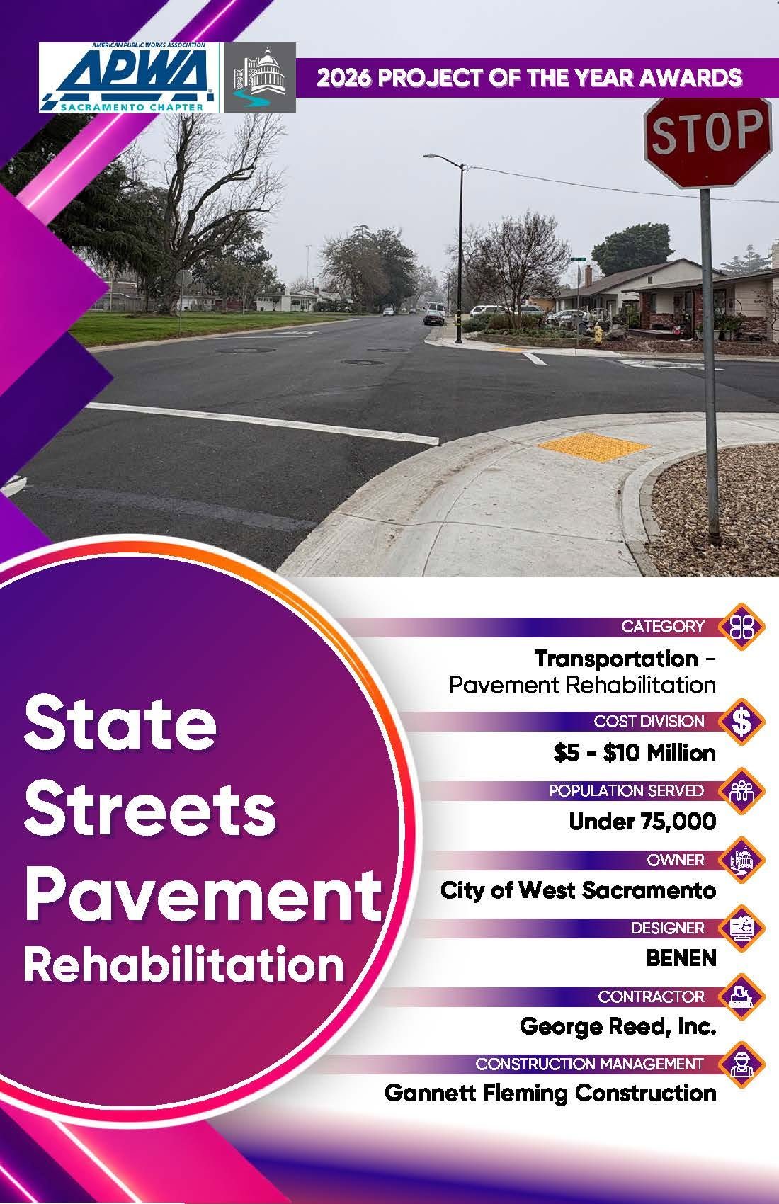 State Streets Pavement Rehabilitation – 2026 APWA Project of the Year poster